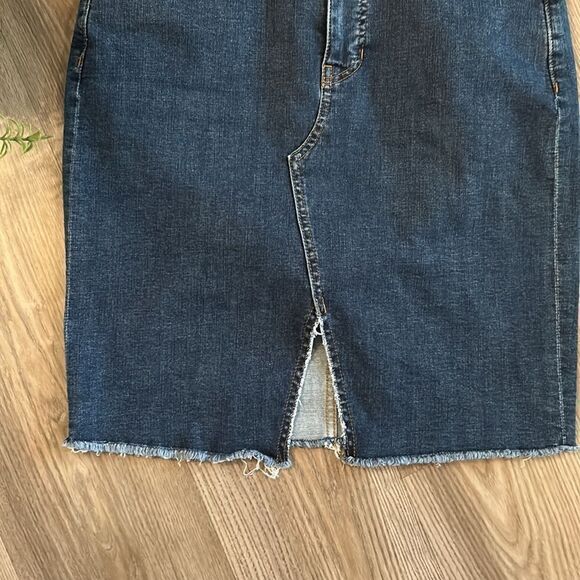MADEWELL STRETCH DENIM PEGGED MINI SKIRT WITH RAW HEM SIZE 29 - Picture 5 of 8